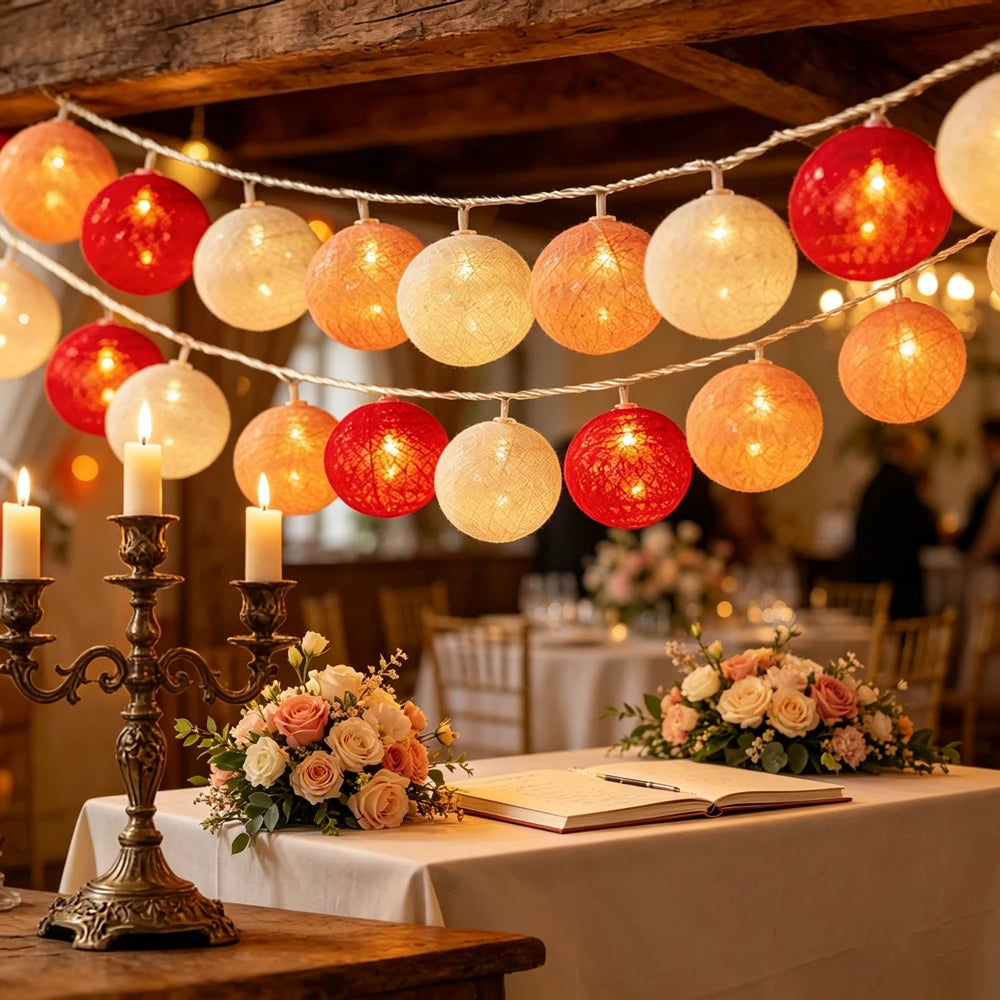 Cotton Ball LED String Lights