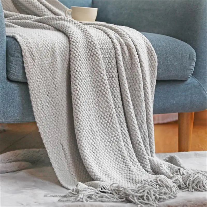 Nordic Knit Throw Blanket with Tassels