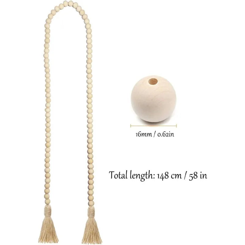 Rustic Wooden Bead Garland with Tassels