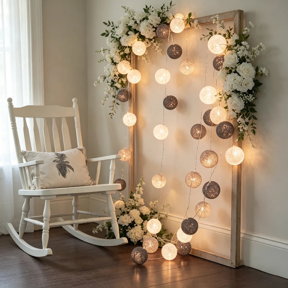 Cotton Ball LED String Lights