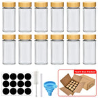 Glass Spice Jar Set with Bamboo Lids (12-Piece)
