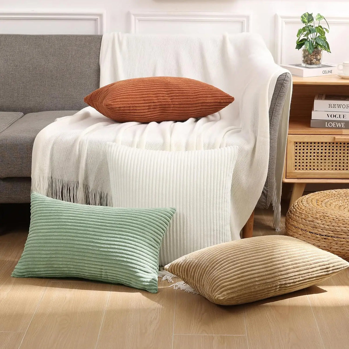 Corduroy Stripe Cushion Cover