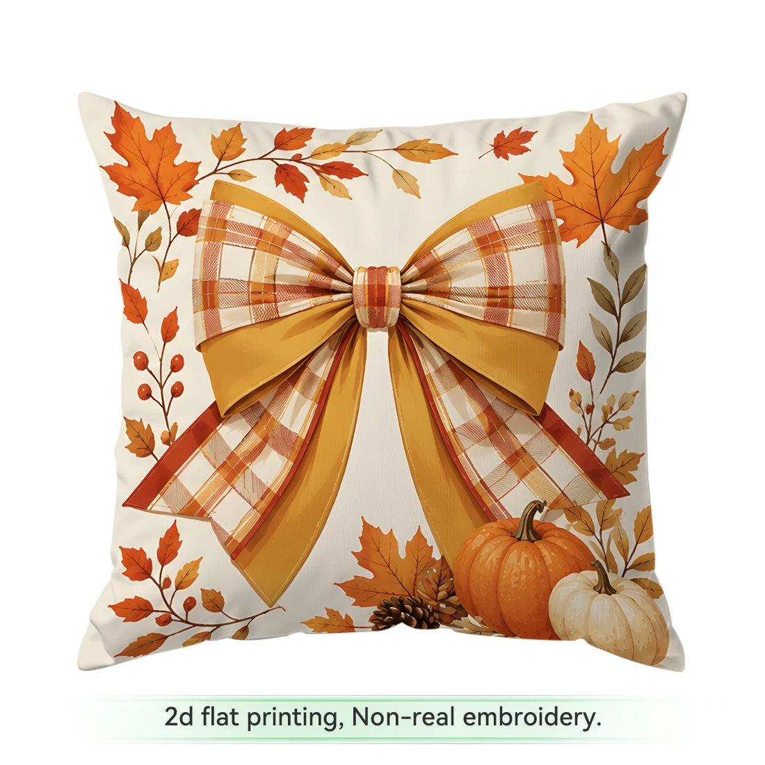 Autumn Plaid Pumpkin Pillow Cover