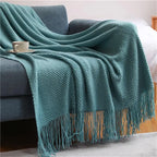 Nordic Knit Throw Blanket with Tassels