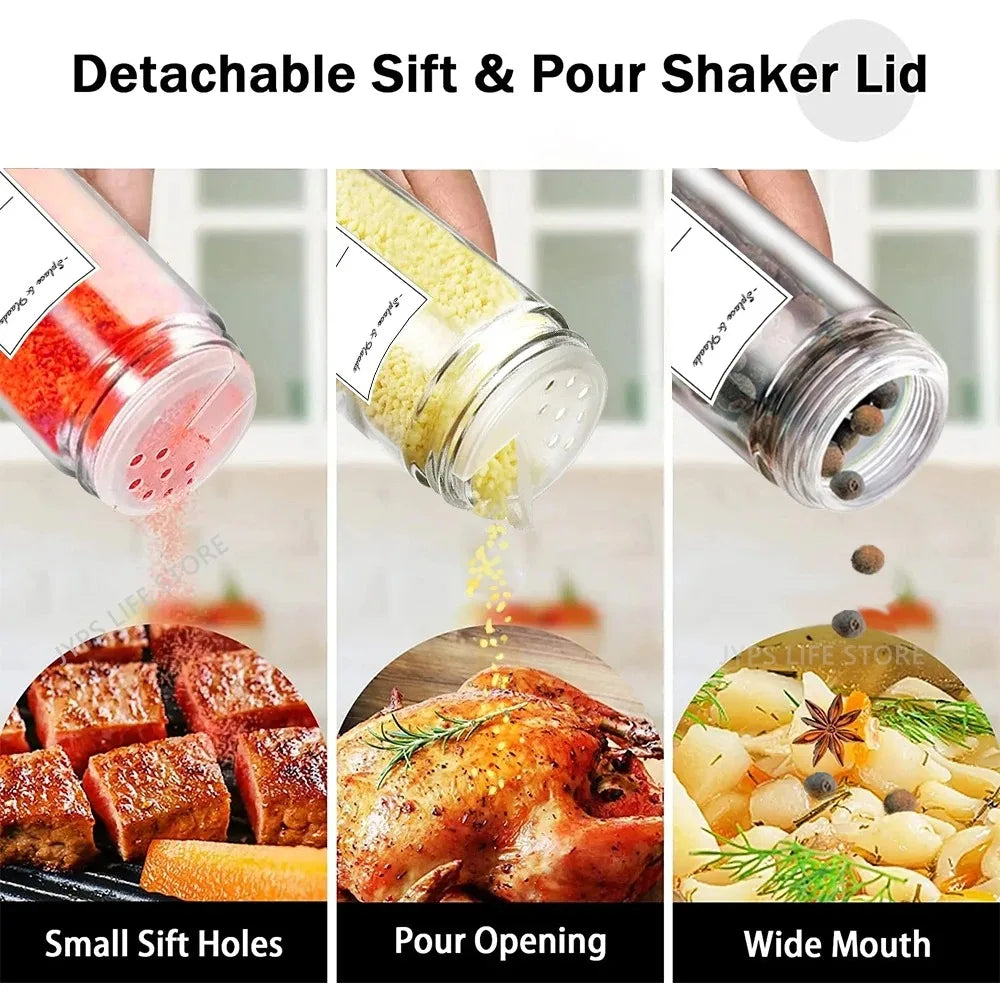Glass Spice Jar Set with Bamboo Lids (12-Piece)