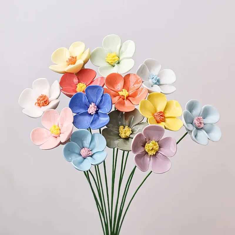 Ceramic Five-Petal Flower Decor