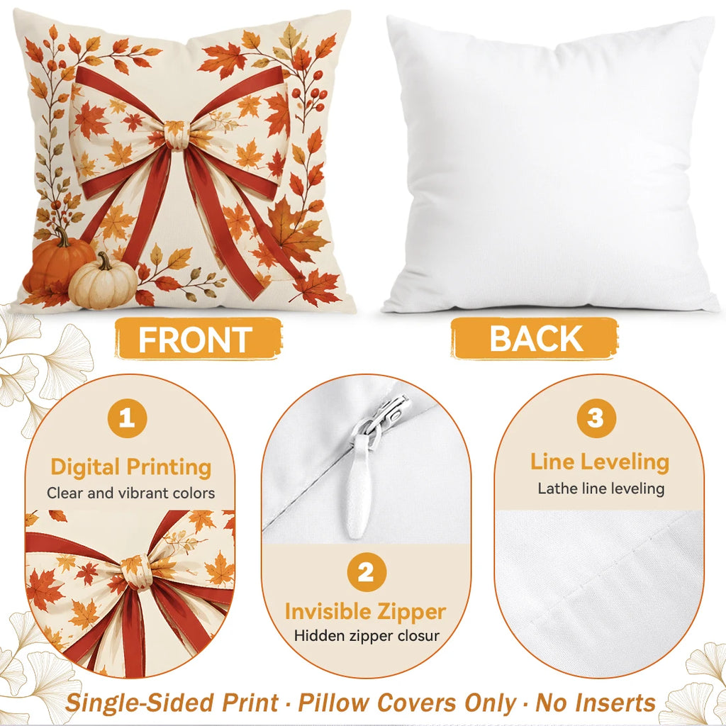 Autumn Plaid Pumpkin Pillow Cover