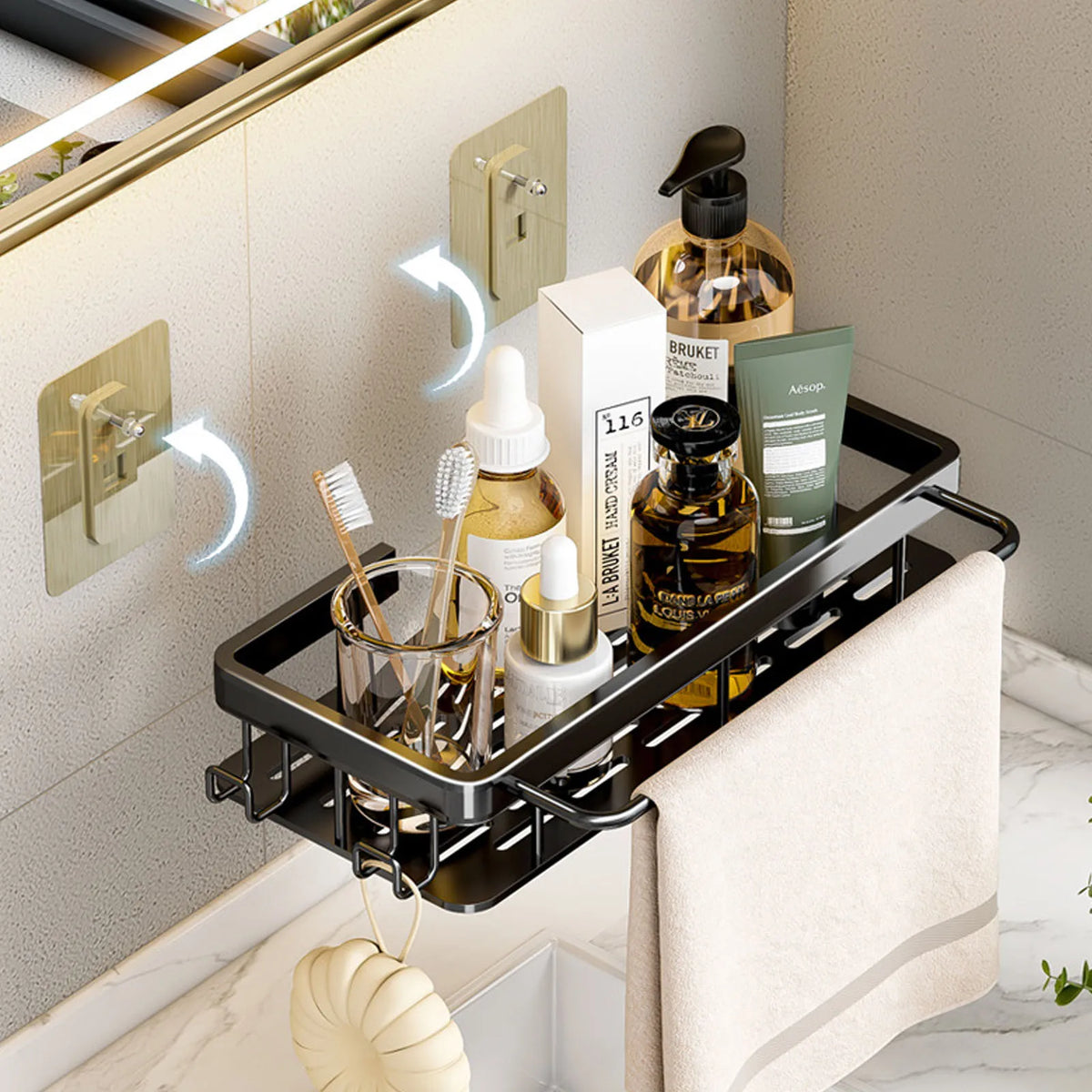 No-Drill Aluminium Shower Shelf