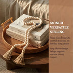 Rustic Wooden Bead Garland with Tassels