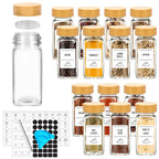 Glass Spice Jar Set with Bamboo Lids (12-Piece)