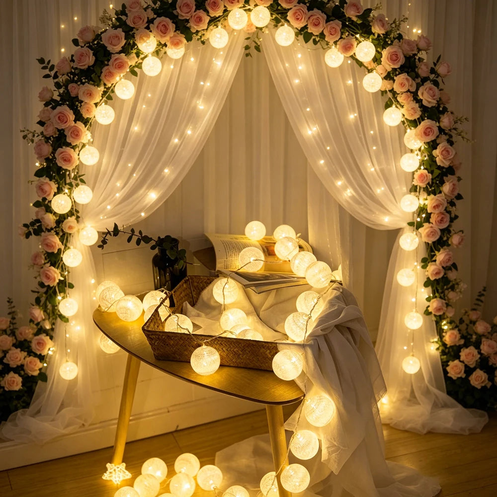 Cotton Ball LED String Lights