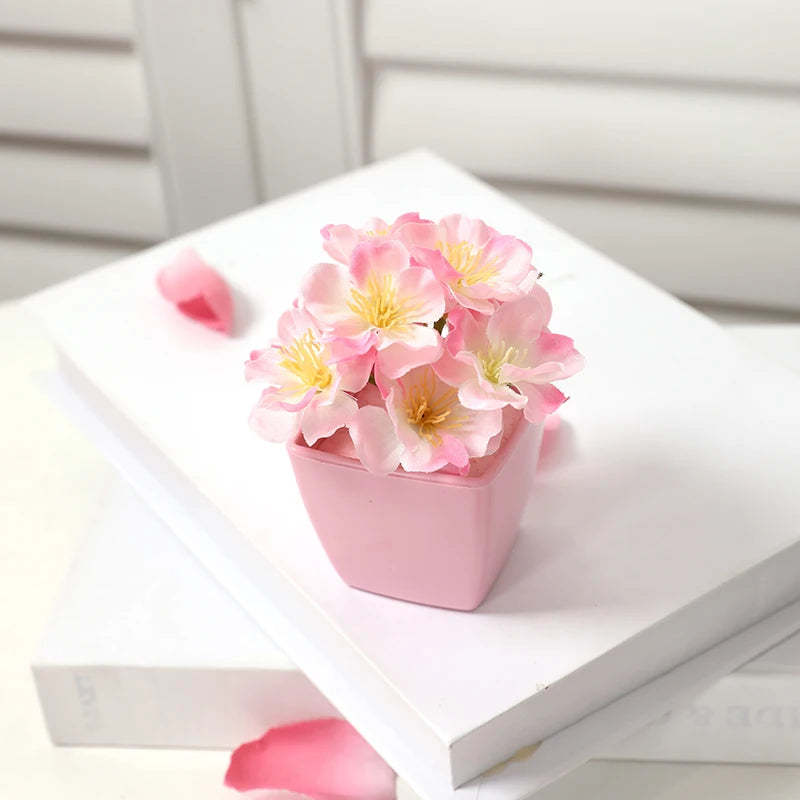 Mini Pink Artificial Flower Pots