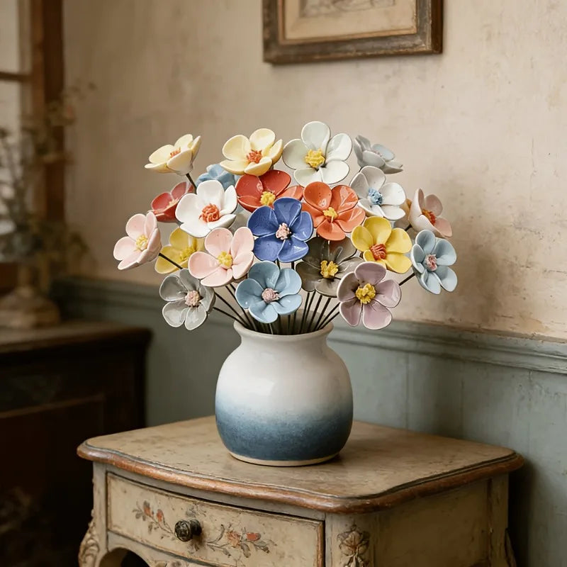 Ceramic Five-Petal Flower Decor