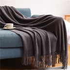 Nordic Knit Throw Blanket with Tassels