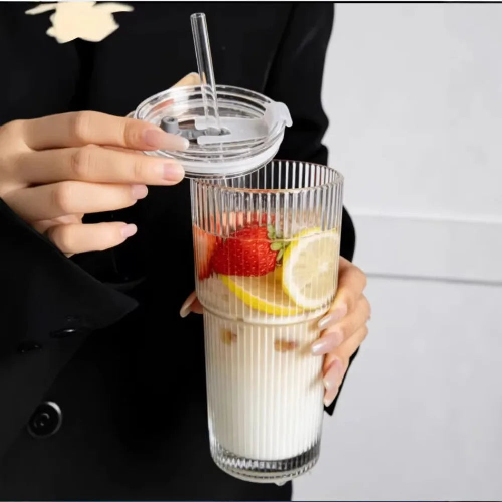 600ml Stripe Glass Tumbler