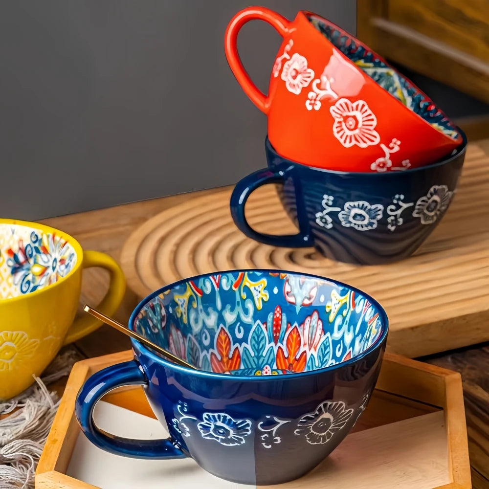 Bohemian Hand-Painted Ceramic Mug