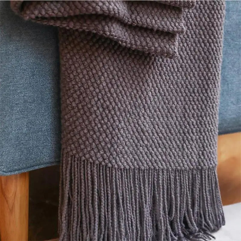 Nordic Knit Throw Blanket with Tassels