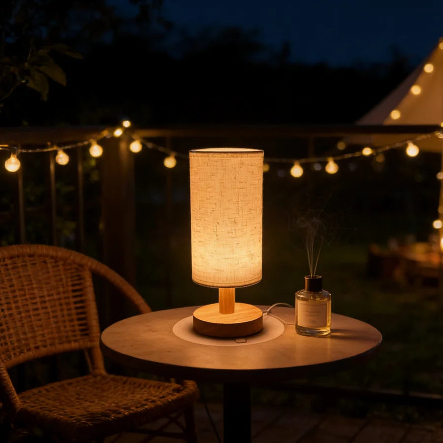 Cozy Wooden Bedside Lamp