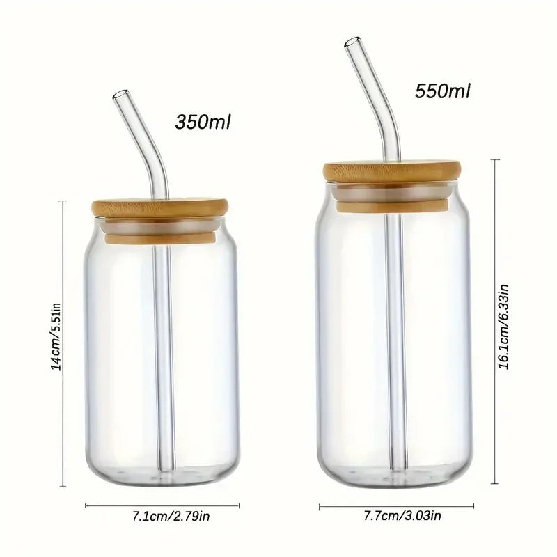 Glass Tumbler with Bamboo Lid & Glass Straw