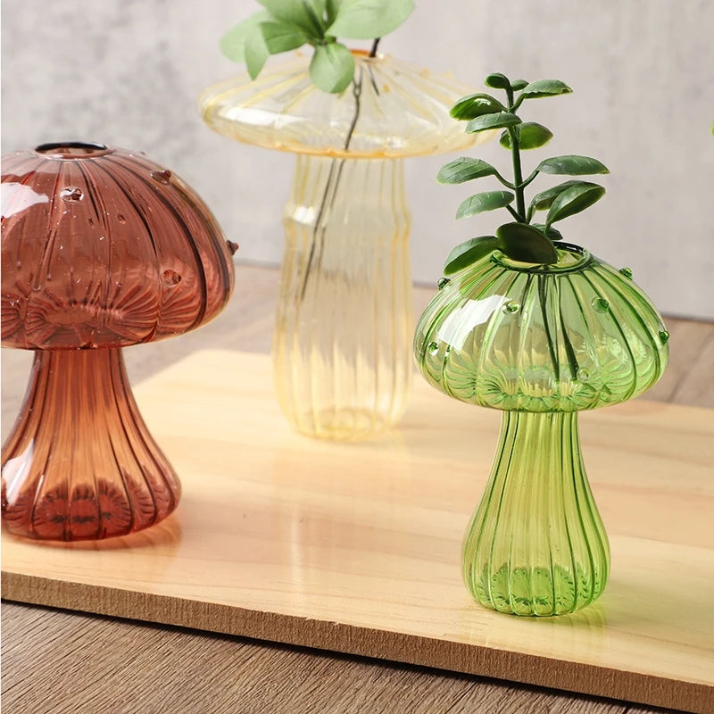 Colorful Glass Mushroom Vase