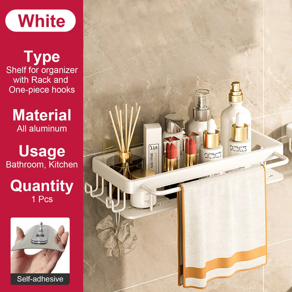 No-Drill Aluminium Shower Shelf