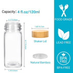 Glass Spice Jar Set with Bamboo Lids (12-Piece)