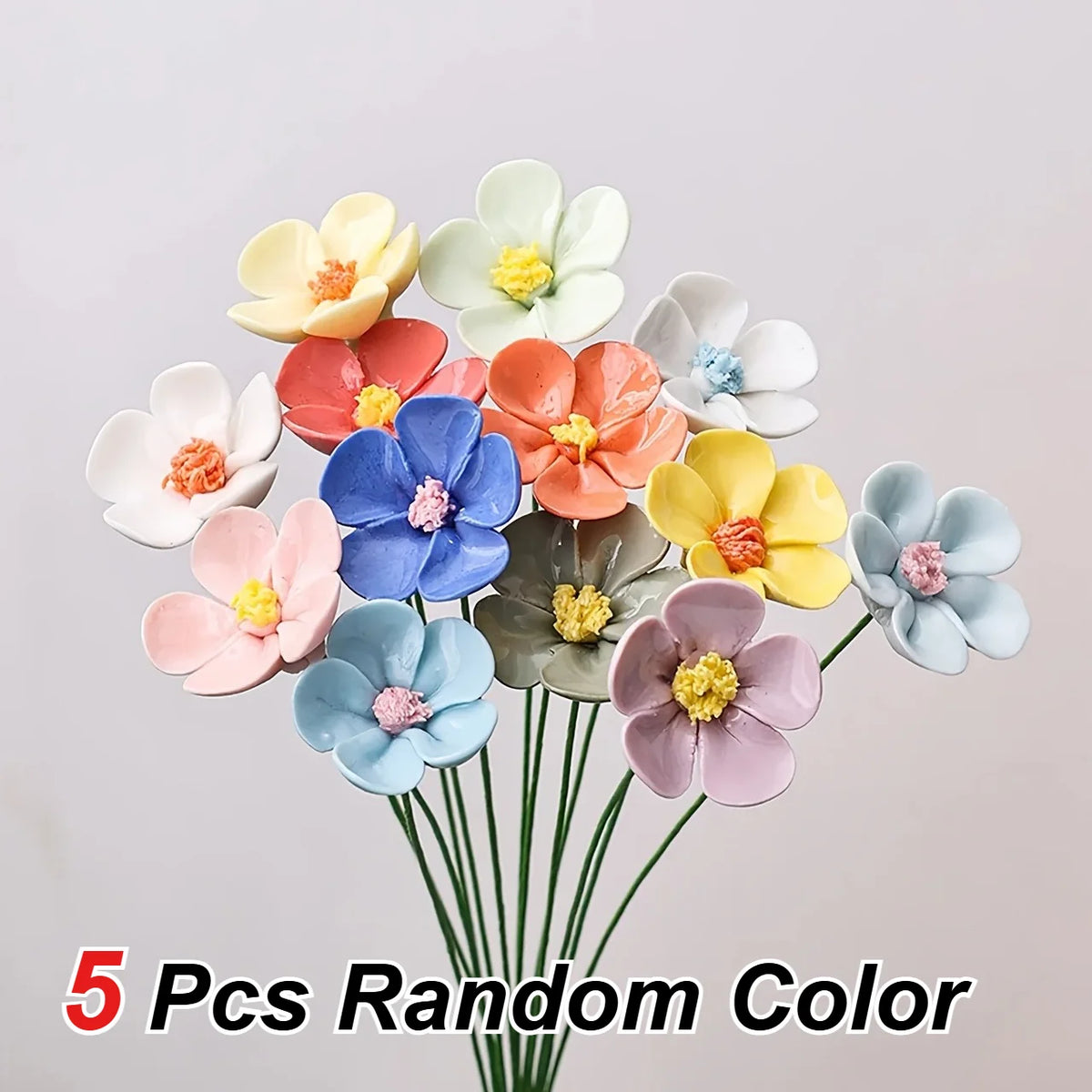 Ceramic Five-Petal Flower Decor