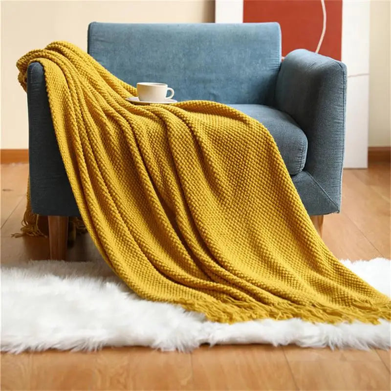 Nordic Knit Throw Blanket with Tassels