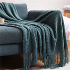 Nordic Knit Throw Blanket with Tassels