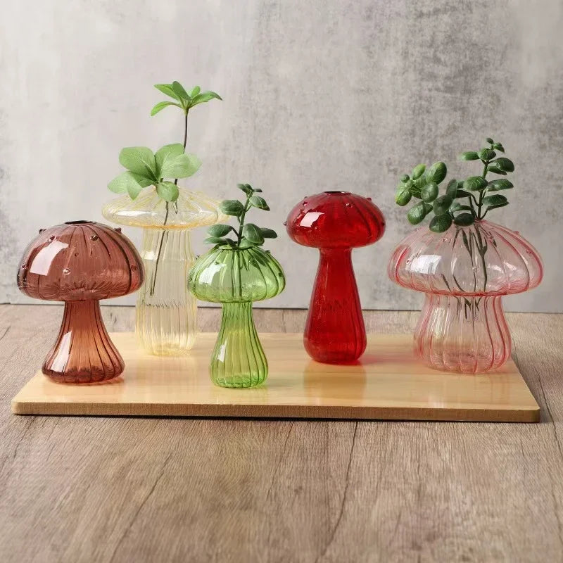Colorful Glass Mushroom Vase