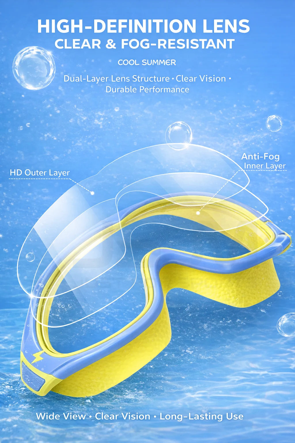 Kids Wide View Swim Goggles