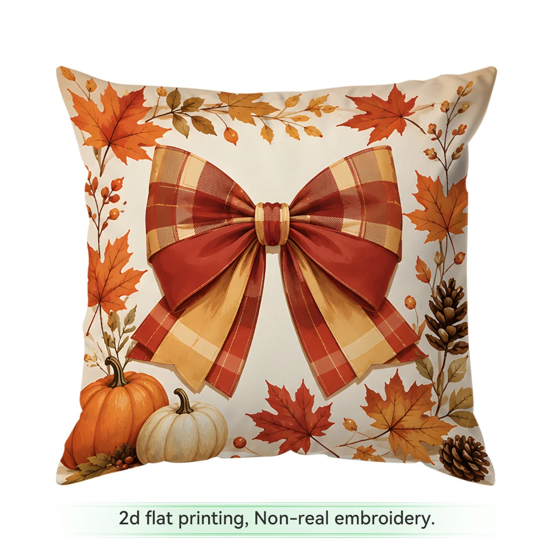 Autumn Plaid Pumpkin Pillow Cover