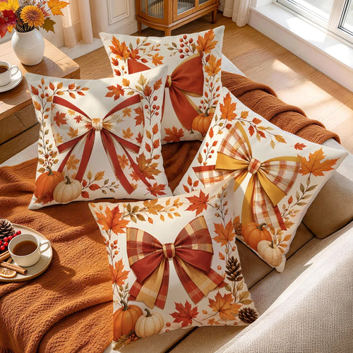 Autumn Plaid Pumpkin Pillow Cover