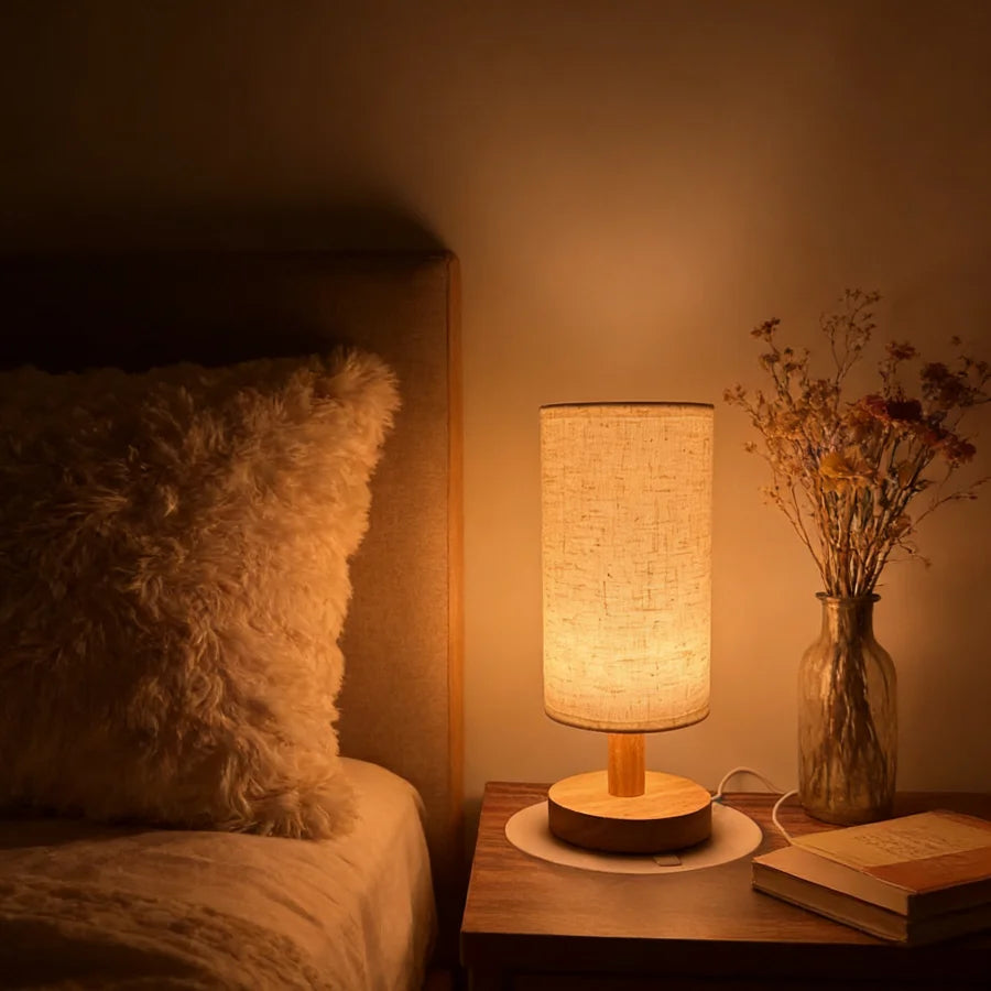 Cozy Wooden Bedside Lamp