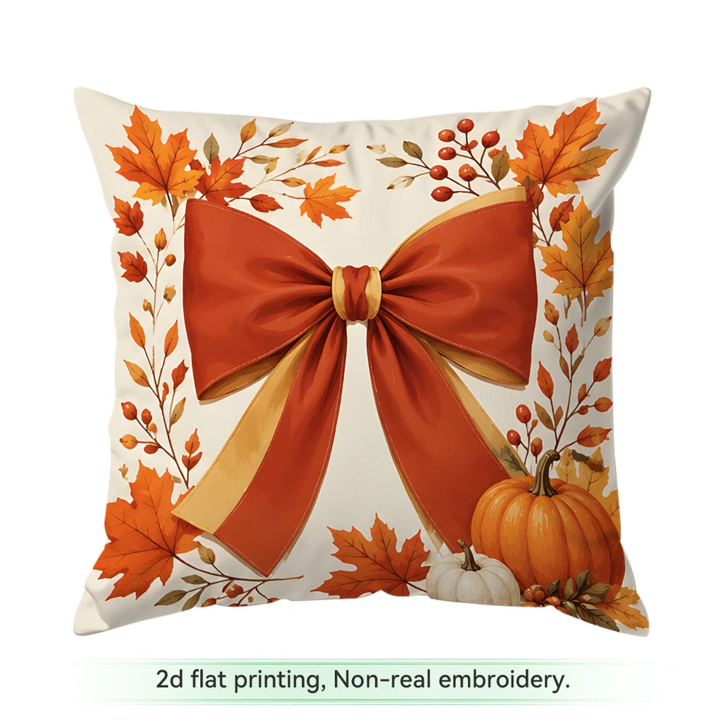 Autumn Plaid Pumpkin Pillow Cover