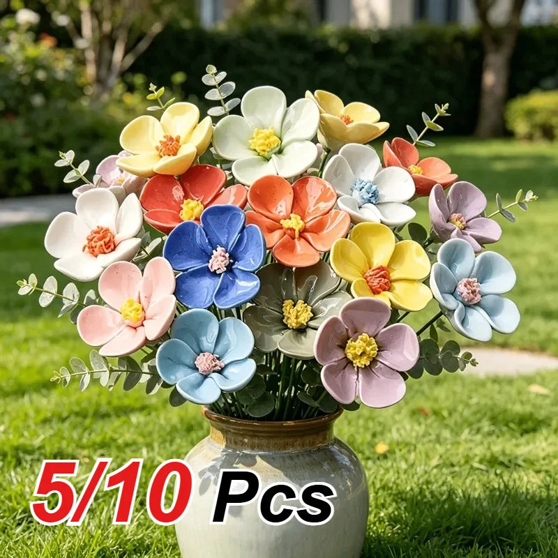 Ceramic Five-Petal Flower Decor