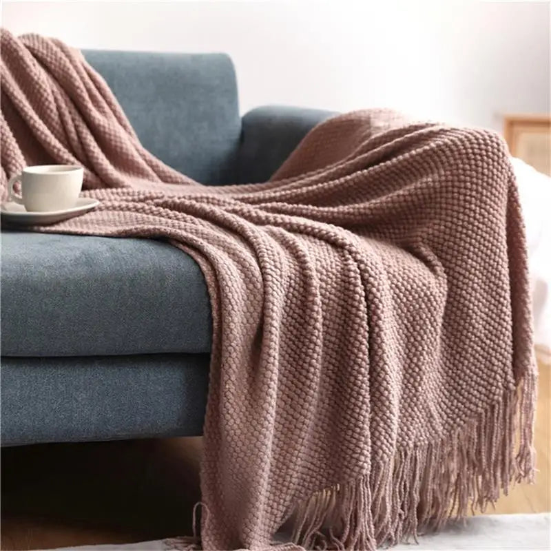 Nordic Knit Throw Blanket with Tassels