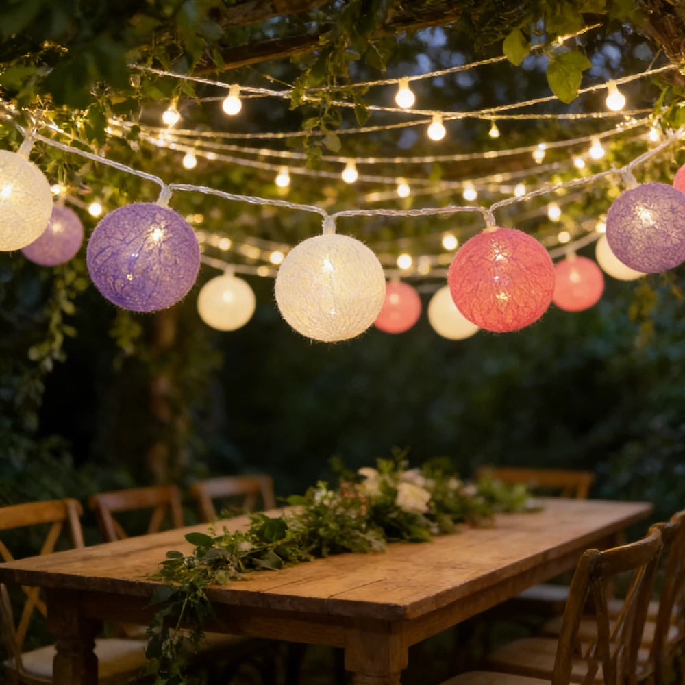 Cotton Ball LED String Lights