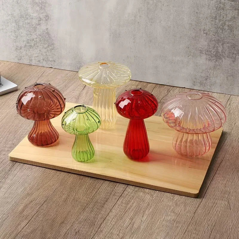 Colorful Glass Mushroom Vase