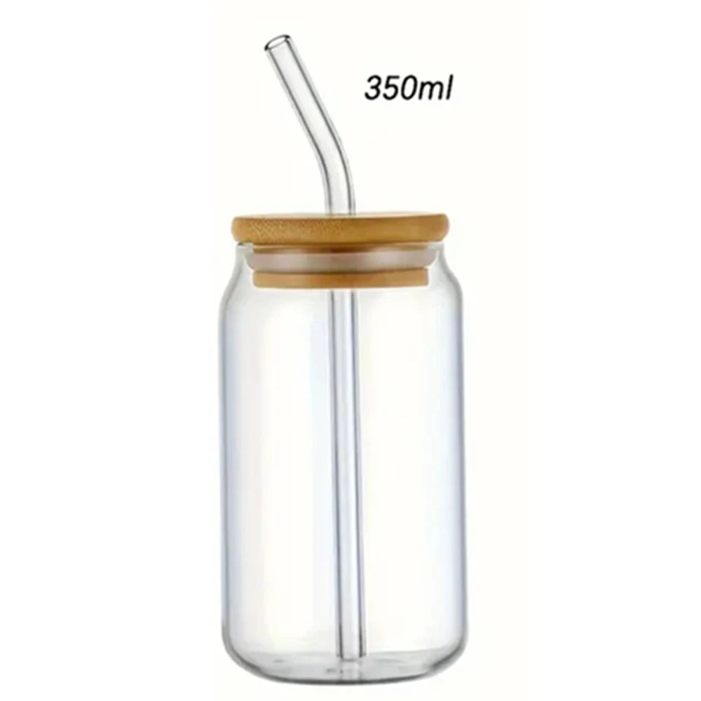 Glass Tumbler with Bamboo Lid & Glass Straw