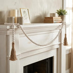 Rustic Wooden Bead Garland with Tassels