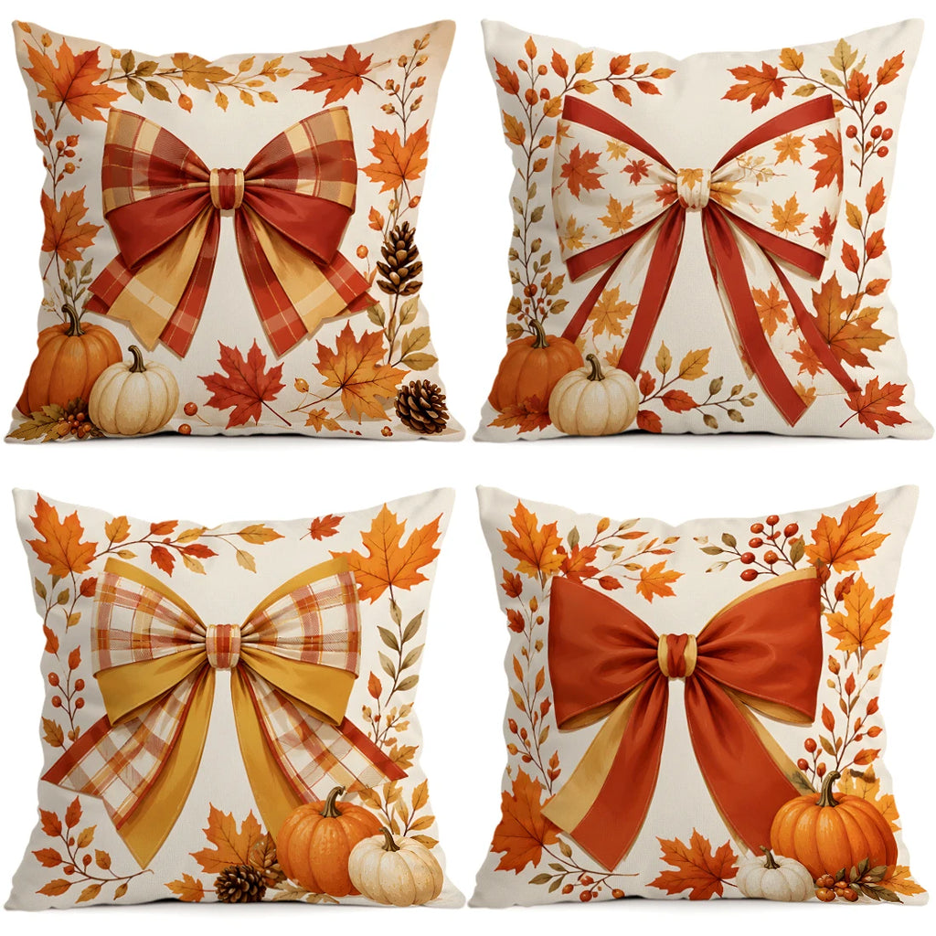 Autumn Plaid Pumpkin Pillow Cover