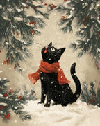 Black Cat Christmas Wall Art