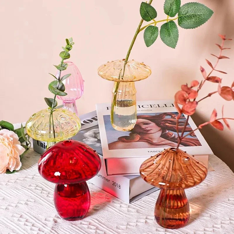 Colorful Glass Mushroom Vase