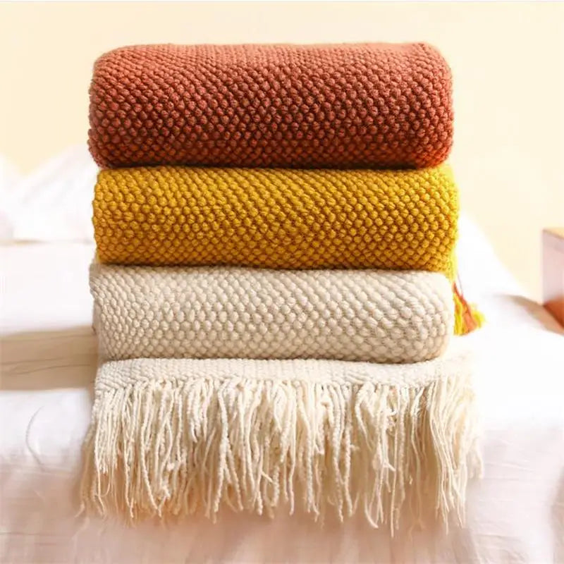 Nordic Knit Throw Blanket with Tassels