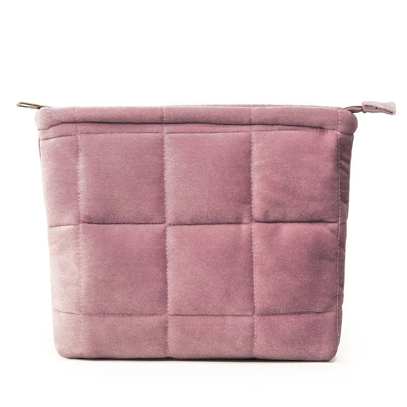 Velvet Quilted Makeup Bag
