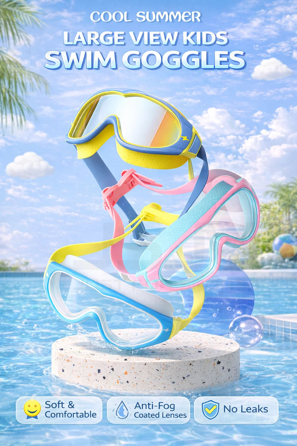 Kids Wide View Swim Goggles