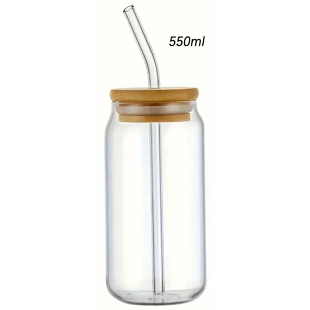 Glass Tumbler with Bamboo Lid & Glass Straw