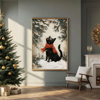 Black Cat Christmas Wall Art
