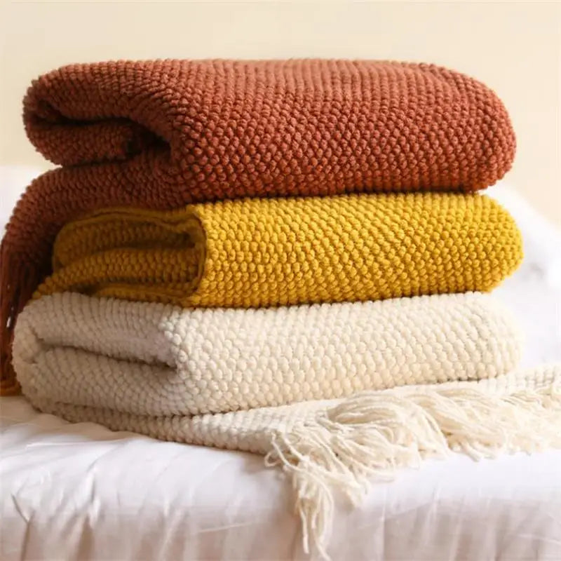 Nordic Knit Throw Blanket with Tassels